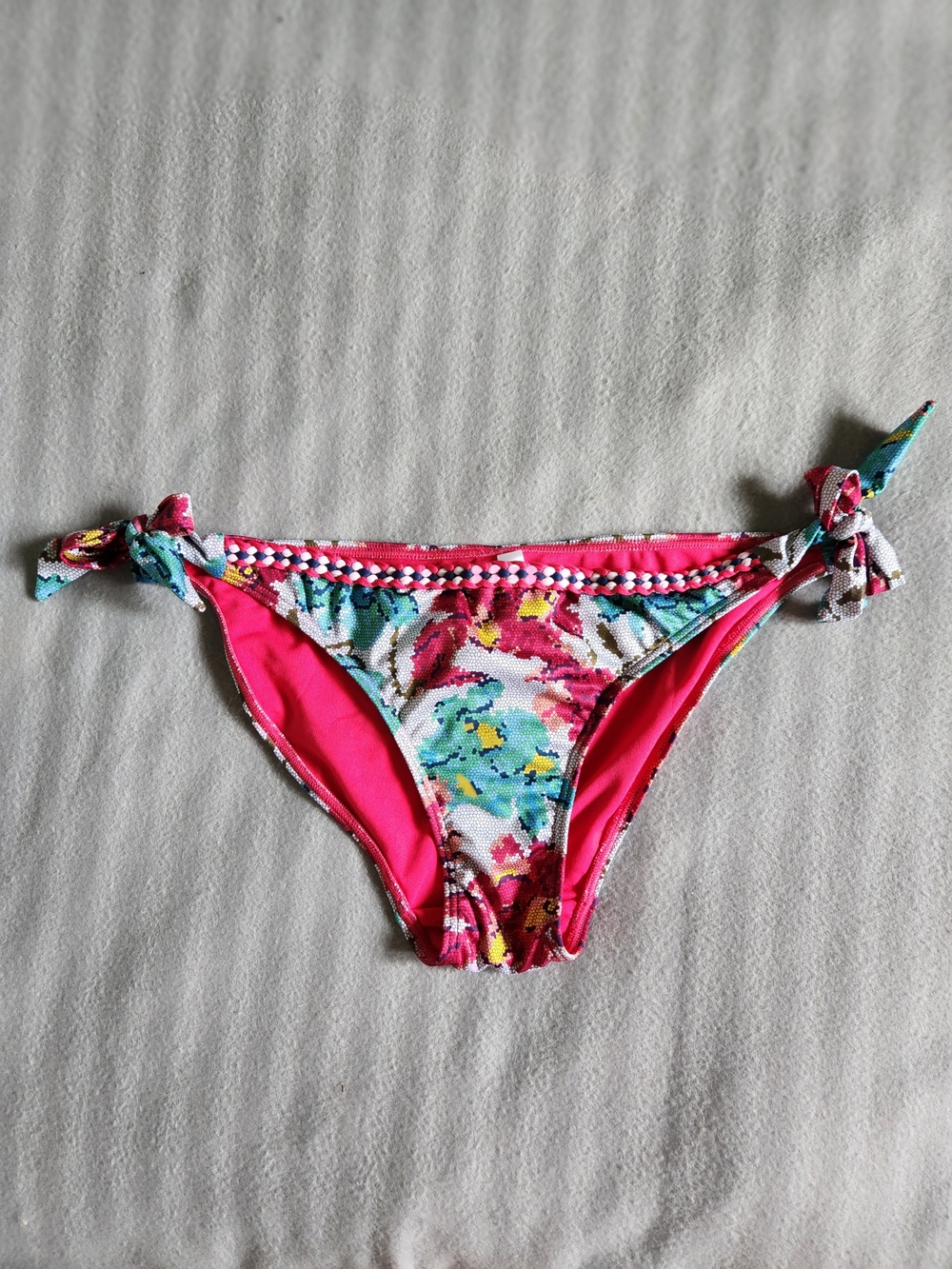 La Vie En Rose Pink Floral Tie-Side Bikini Bottom